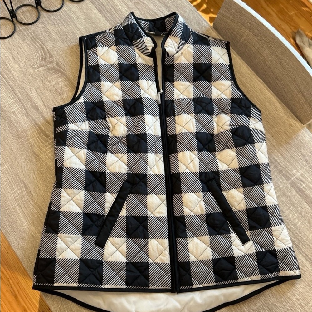 Karen Scott puffer vest buffalo plaid